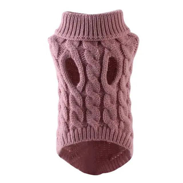 Dark Pink Winter Pet Sweaters Turtleneck Knitted Vest Coat TRENDYPET'S ZONE