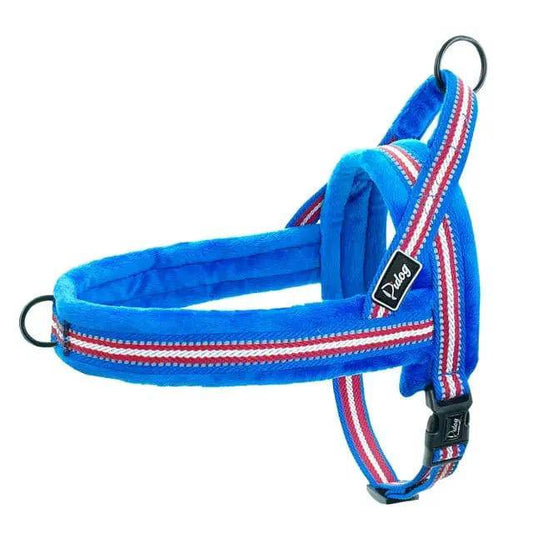 Deep Blue With Lines Warm Harness Vest Winter Soft Padded Pet Training Adjustable For Small Large Dog Puppy - TrendyPet's Zone
