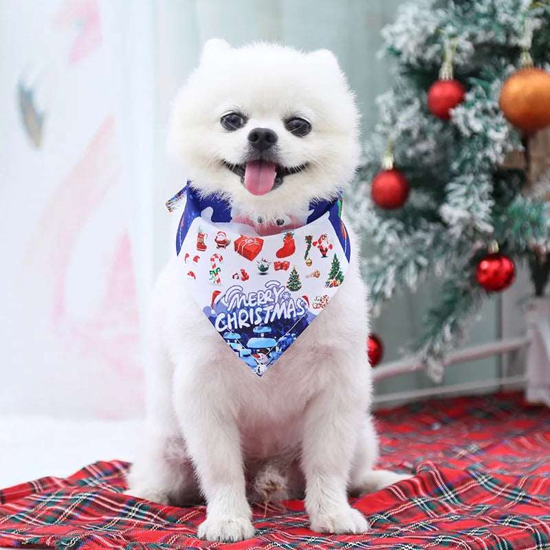 Dog Bandana Christmas Pet Holiday Scarf Santa Claus Design - TrendyPet's Zone