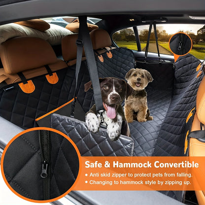 Waterproof dog car seat cover hammock by TrendyPet's Zone, heavy-duty 600D fabric, non-slip, scratch-proof pet seat protector for back seats