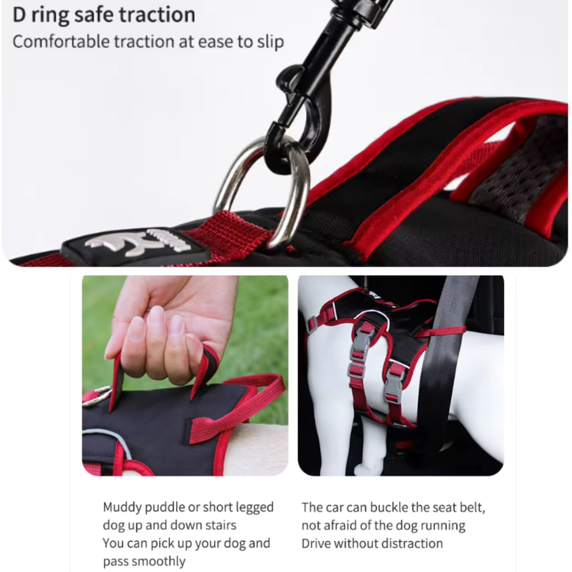 Red Reflective Adjustable Dog Harness No Pull Design - TrendyPet's Zone