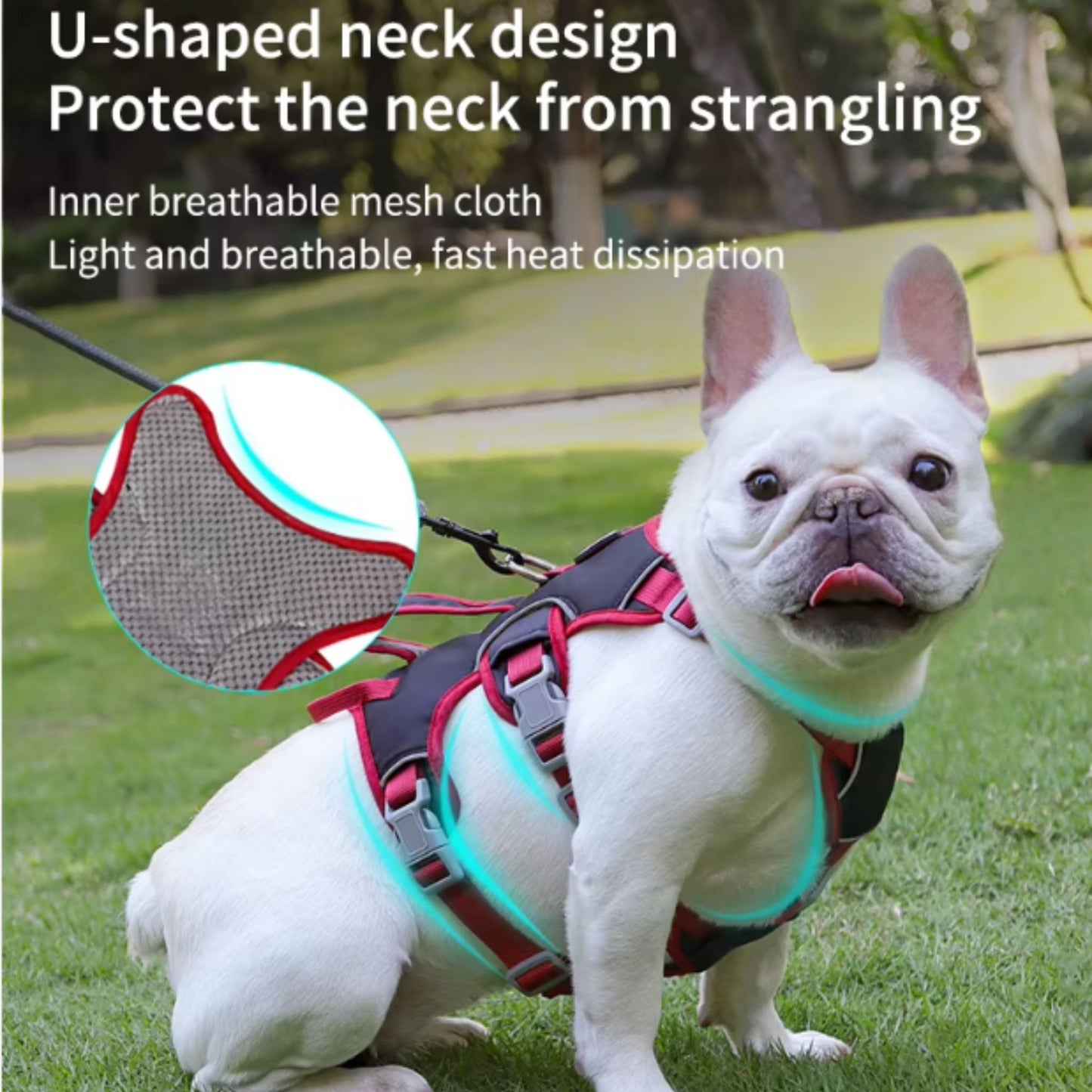 Red Reflective Adjustable Dog Harness No Pull Design - TrendyPet's Zone