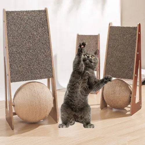 2-in-1 Cat Scratcher Board – Sisal Rope Scratching Post with Ball Toy