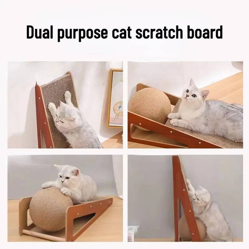 Dual purpose Cat Scratcher Board Sisal Rope Ball Detachable Cat Scraper Scratching Post for Cats Grinding Claw Climbing Toy Pet Cat Furniture Supplies - TrendyPet's Zone