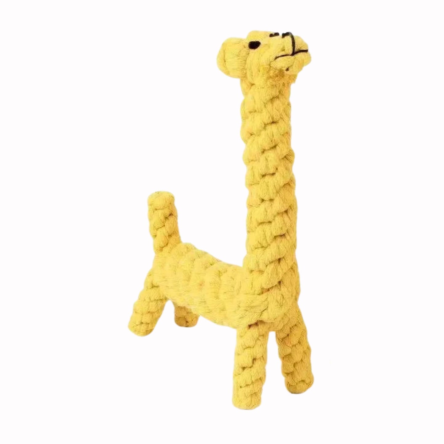 Durable dog toy with a bite-resistant rope knot in the shape of a giraffe, ideal for chewing and play from TrendyPet's Zone.