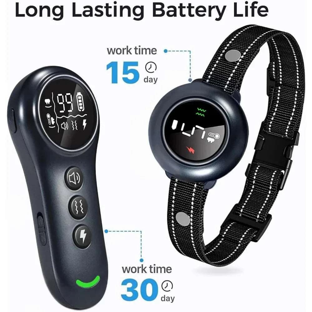 Electronic Training Collar, Auto Bark Collar with Remote, Beep (1-8), Vibration(1-16), Waterproof, Safe, Dog Shock Collar - TrendyPet's Zone