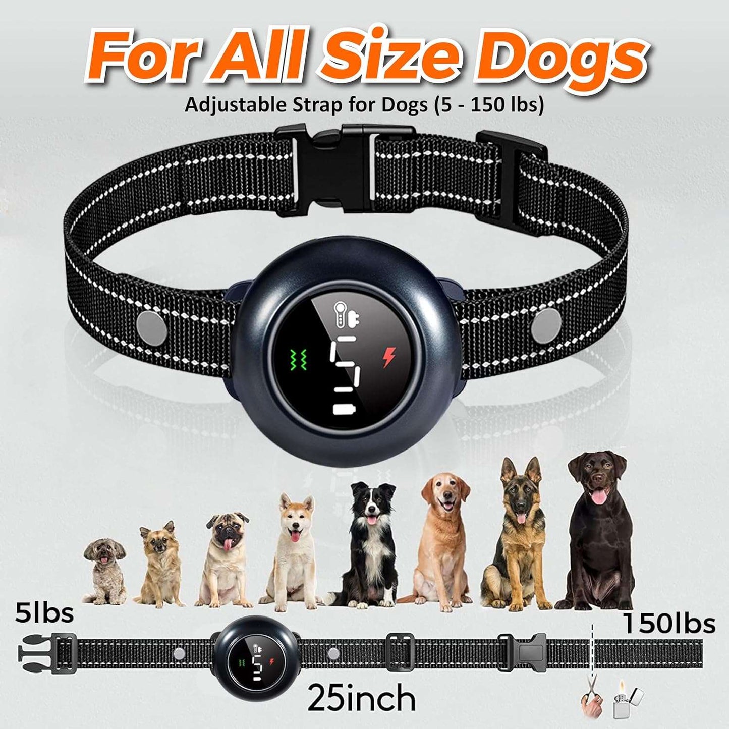 Electronic Training Collar, Auto Bark Collar with Remote, Beep (1-8), Vibration(1-16), Waterproof, Safe, Dog Shock Collar - TrendyPet's Zone