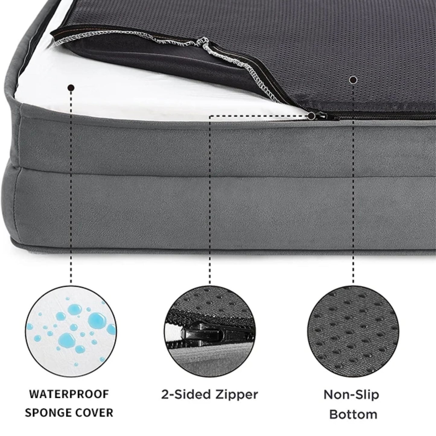 Royal blue orthopedic dog bed by TrendyPet's Zone featuring washable, supportive foam sofa design for all-season comfort.