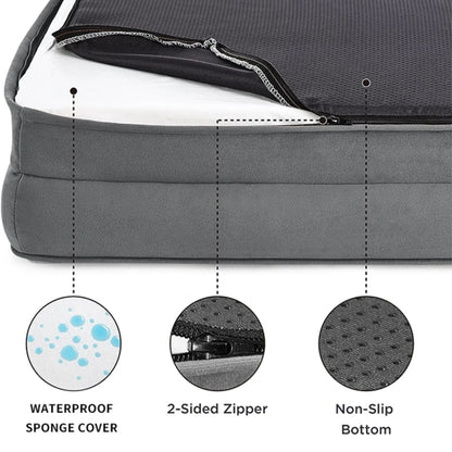 Royal blue orthopedic dog bed by TrendyPet's Zone featuring washable, supportive foam sofa design for all-season comfort.