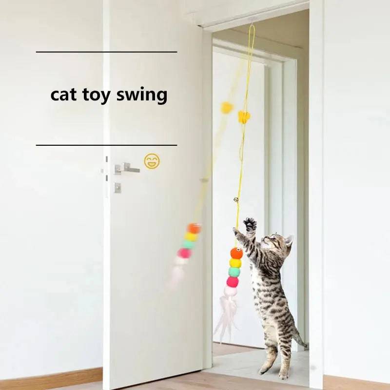 Feather Caterpillar Simulation Cat Scratch Rope Interactive Retractable Hanging Toy - TrendyPet's Zone