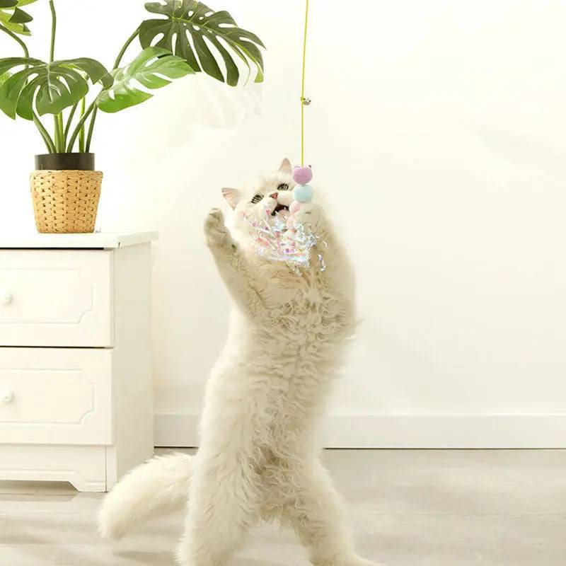 Feather Caterpillar Simulation Cat Scratch Rope Interactive Retractable Hanging Toy - TrendyPet's Zone