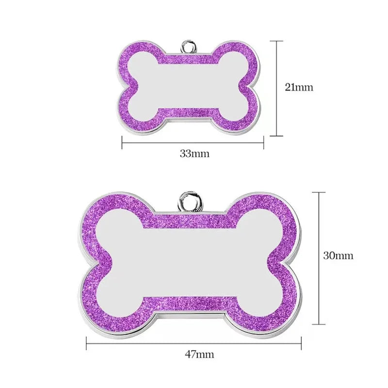 Green Personalized Bone-Shaped Pet ID Tag Double Side – Glitter Enamel Finish Anti-lost Bone Tags TrendyPet's Zone