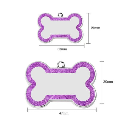 Green Personalized Bone-Shaped Pet ID Tag Double Side – Glitter Enamel Finish Anti-lost Bone Tags TrendyPet's Zone