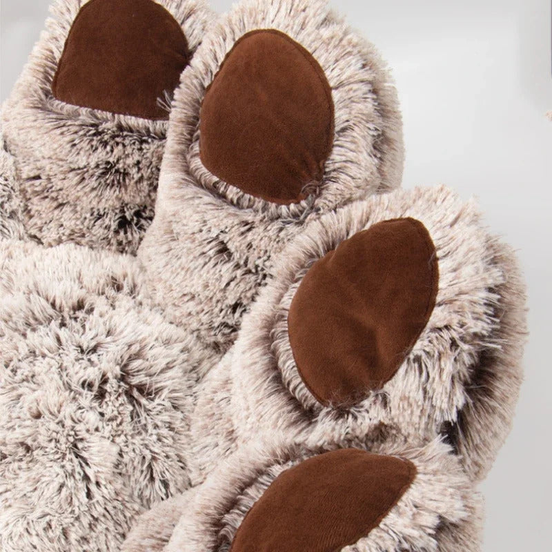 Gradient Coffee Dog Bed Mat Round Large Pet House Long Plush Deep Sleeping Warm Bear Paw Shape Super Soft Cushion Calm Beds High Quality TrendyPet's Zone