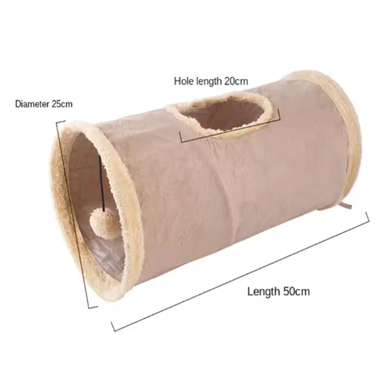 Pink plush cat tunnel toy from TrendyPet's Zone, soft foldable suede material for fun play and interactive cat entertainment.