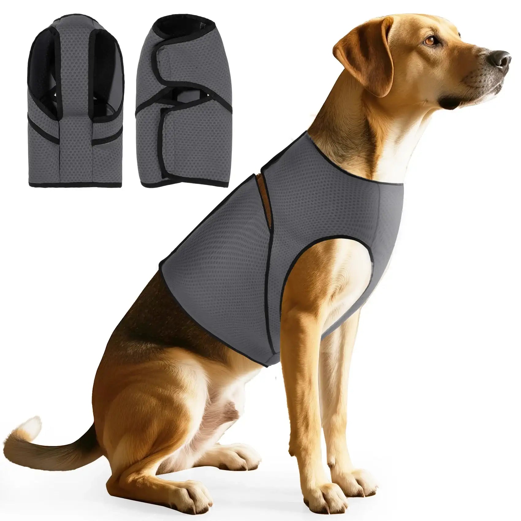 Gray TrendyPet's Zone dog anti-anxiety jacket calming coat designed for thunder relief, providing comfort and stress reduction.