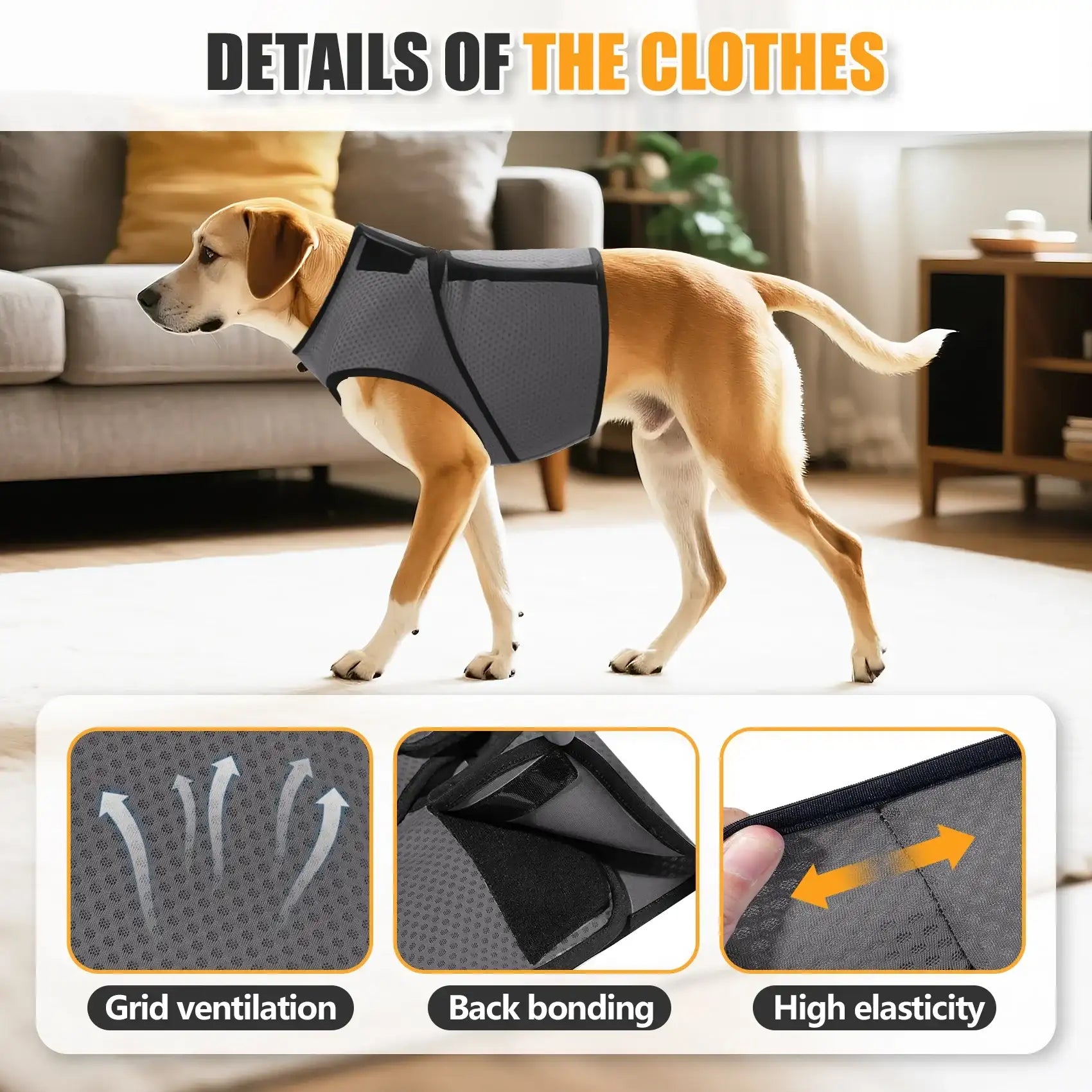Gray TrendyPet's Zone dog anxiety vest calming coat designed for thunder relief, providing gentle compression and comfort.