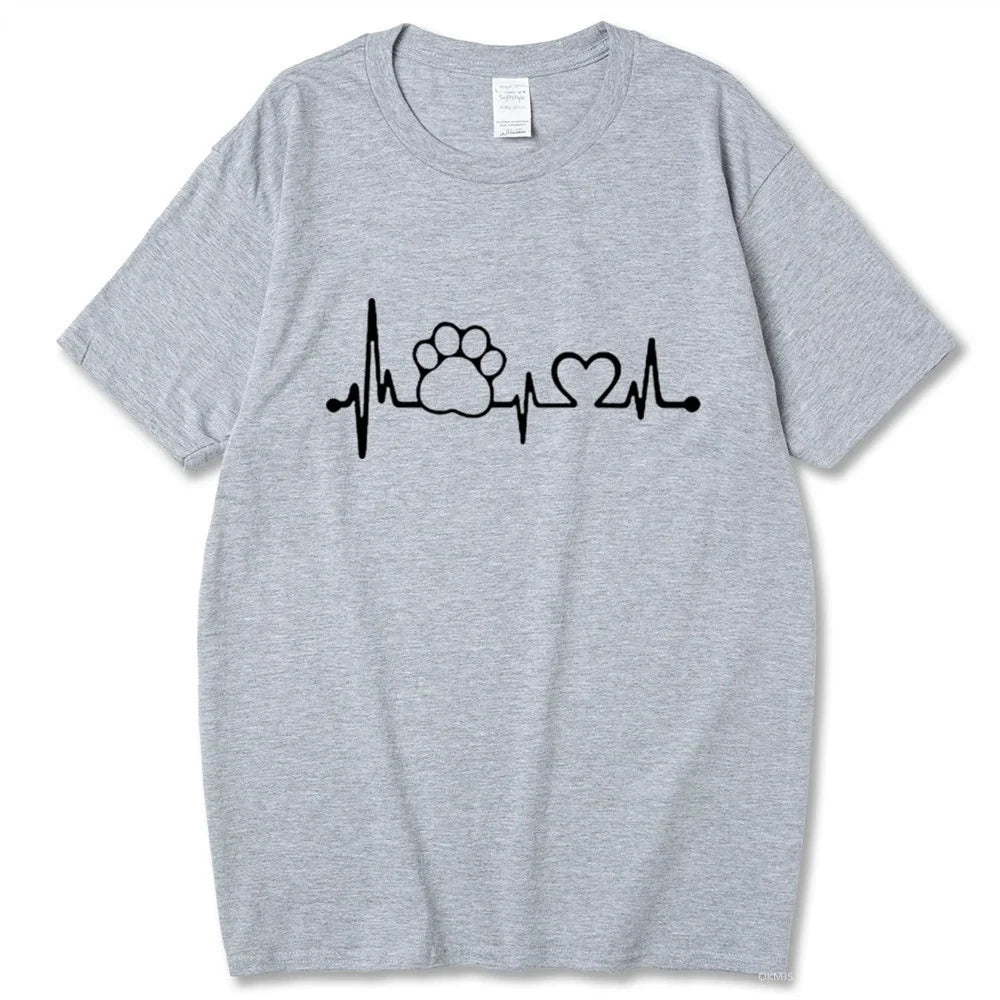 Gray Heartbeat Lifeline Dog Men T-Shirt Casual Funny Foot For Guy Boy Hipster TrendyPet's Zone