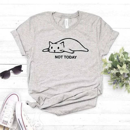 Gray Not Today Cat Women T-shirt Cotton Casual Funny For Lady Girl Top Tee - TrendyPet's Zone