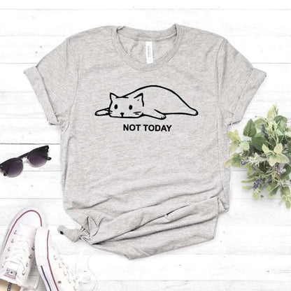 Gray Not Today Cat Women T-shirt Cotton Casual Funny For Lady Girl Top Tee - TrendyPet's Zone
