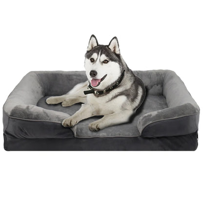 Dark gray orthopedic dog bed by TrendyPet's Zone, washable sofa-style pet bed with supportive foam for all seasons.