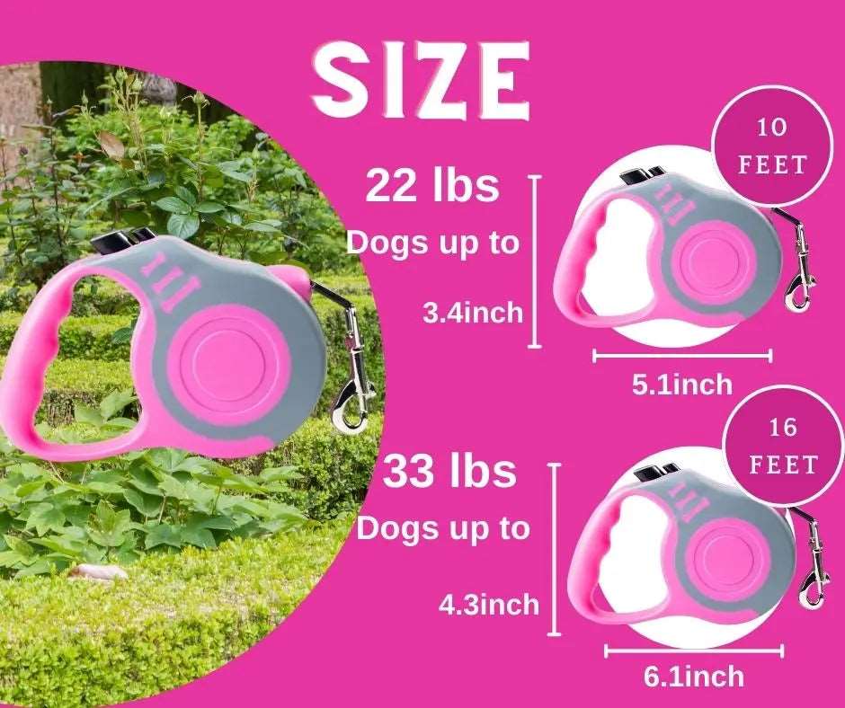 Gray Pink Dog Leash 3m 5m Durable Leash Automatic Retractable Nylon Cat Lead Extension Puppy Walking Running Lead Roulette For Dog - TrendyPet's Zone