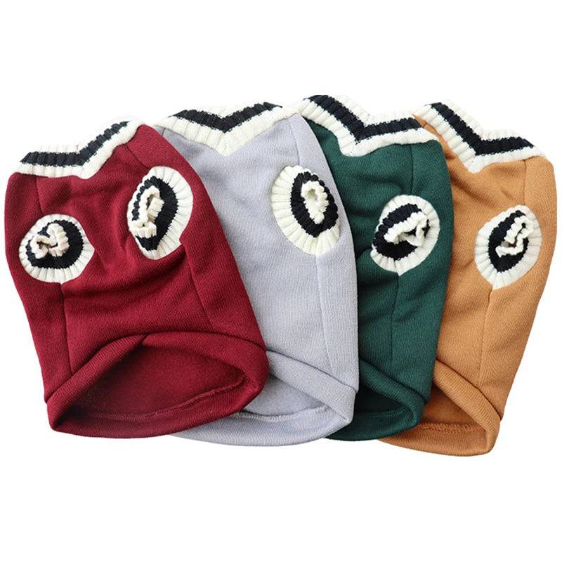 Gray Preppy Style V-Neck Dog Sweater Warm Winter Pet Cloth - TrendyPet's Zone