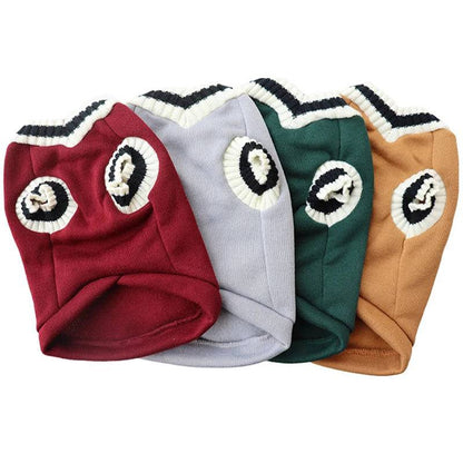 Gray Preppy Style V-Neck Dog Sweater Warm Winter Pet Cloth - TrendyPet's Zone