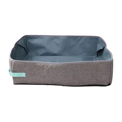 Gray Semi-Enclosed Foldable Cat Litter Box – Portable Waterproof Oxford Cloth Large Kitten Litter Tray TrendyPet's Zone