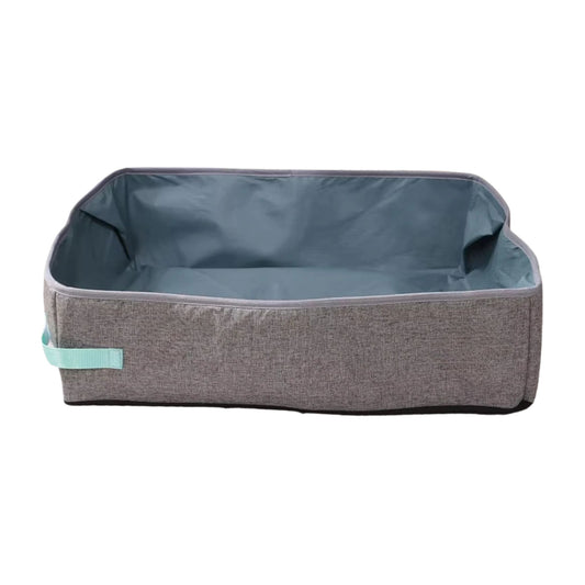 Gray Semi-Enclosed Foldable Cat Litter Box – Portable Waterproof Oxford Cloth Large Kitten Litter Tray TrendyPet's Zone