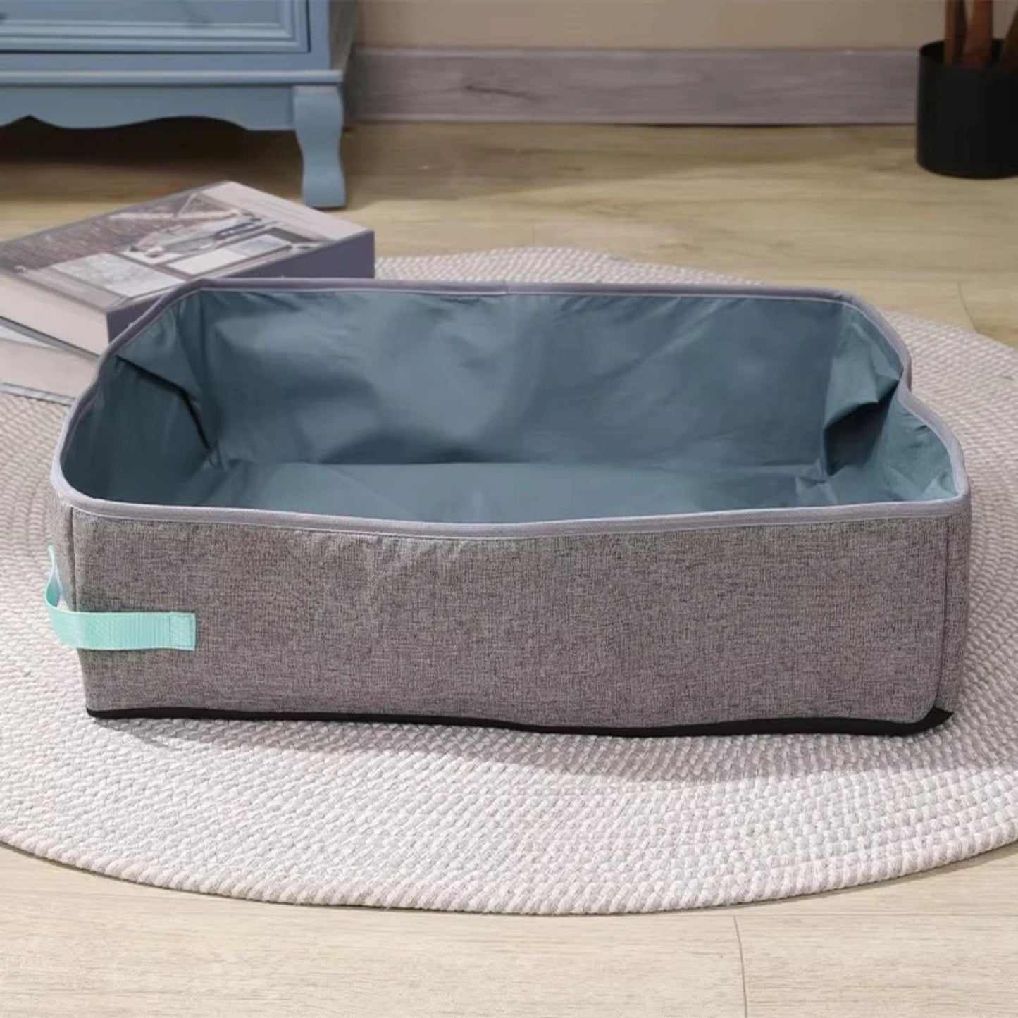 Gray Semi-Enclosed Foldable Cat Litter Box – Portable Waterproof Oxford Cloth Large Kitten Litter Tray TrendyPet's Zone