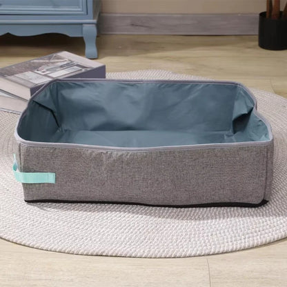 Gray Semi-Enclosed Foldable Cat Litter Box – Portable Waterproof Oxford Cloth Large Kitten Litter Tray TrendyPet's Zone