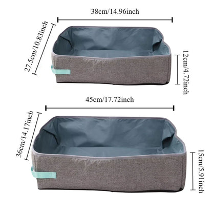 Gray Semi-Enclosed Foldable Cat Litter Box – Portable Waterproof Oxford Cloth Large Kitten Litter Tray TrendyPet's Zone
