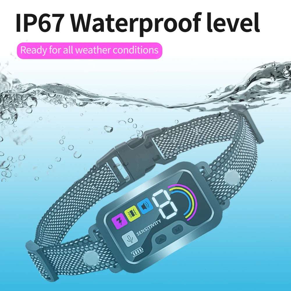 Gray Smart Anti Barking Collar for Small Medium Large Breed Dogs Rechargeable Puppy Bark Collar with 4 Training Modes & 8 Adjustable Sensitivity - TrendyPet's Zone