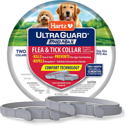 Gray UltraGuard ProMax Flea & Tick Collar for Dogs & Puppies, 12 Months Protection, Soft & Comfortable, 6-Months Protection Each, 2 Collars TrendyPet's Zone