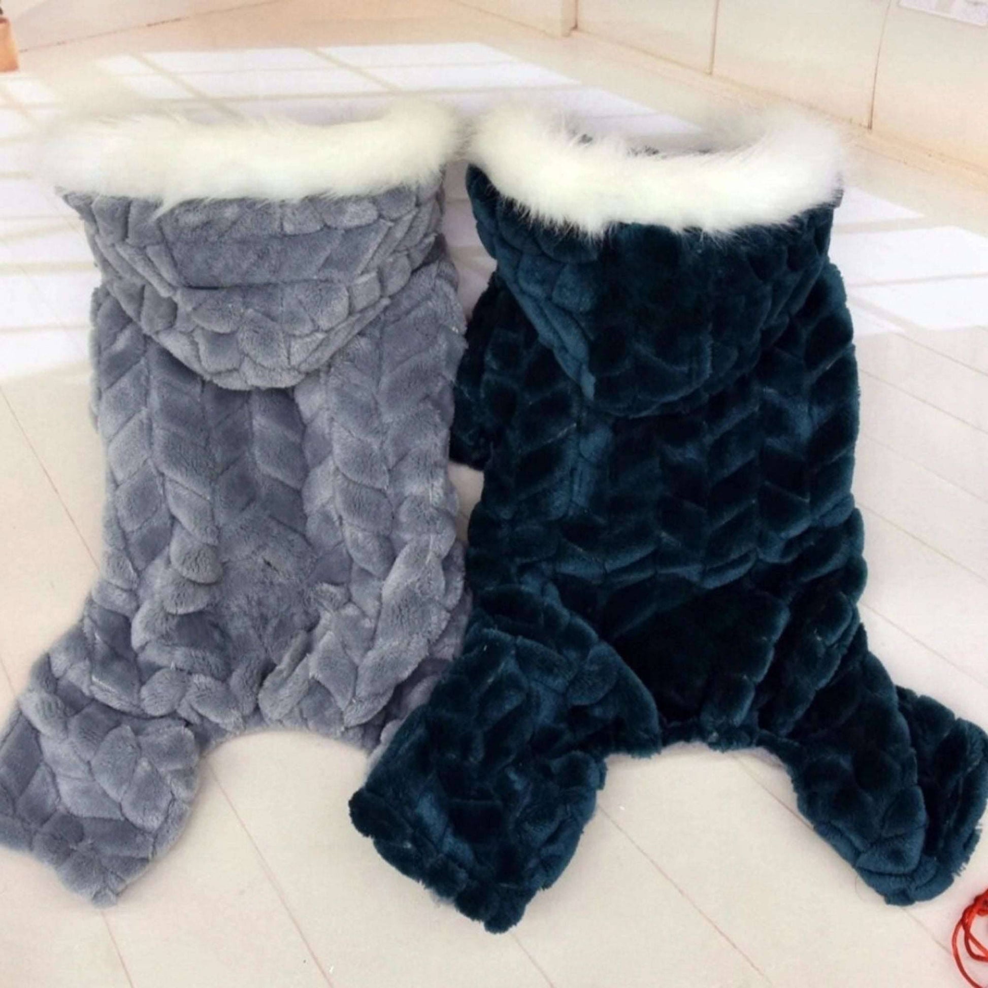 Gray Winter Pet Dog Clothes Thicker Polyester Cotton Coat Jumpsuit Four-Legged Down Puppy Jackets - TrendyPet's Zone
