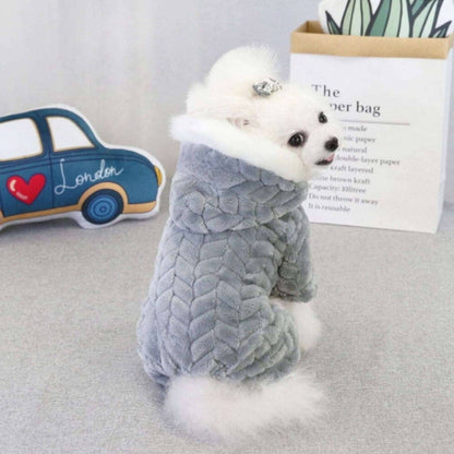 Gray Winter Pet Dog Clothes Thicker Polyester Cotton Coat Jumpsuit Four-Legged Down Puppy Jackets - TrendyPet's Zone