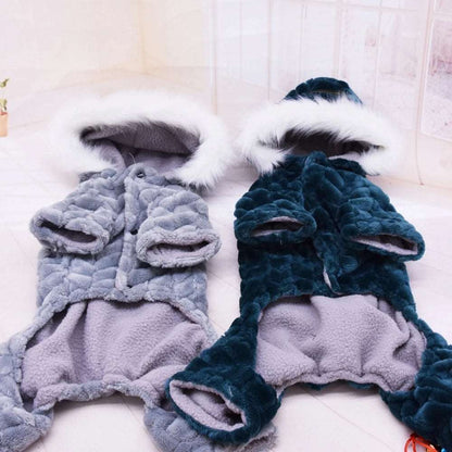 Gray Winter Pet Dog Clothes Thicker Polyester Cotton Coat Jumpsuit Four-Legged Down Puppy Jackets - TrendyPet's Zone