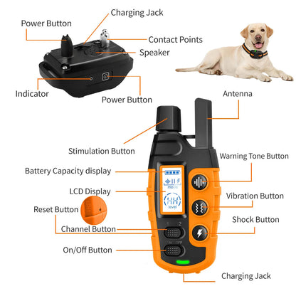Orange TrendyPet's Zone dog training shock collar with remote, waterproof, rechargeable, suitable for small to large dogs.