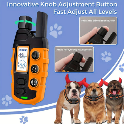 Orange TrendyPet's Zone dog training shock collar with remote, waterproof, rechargeable, for small to large dogs 5-120 lbs.