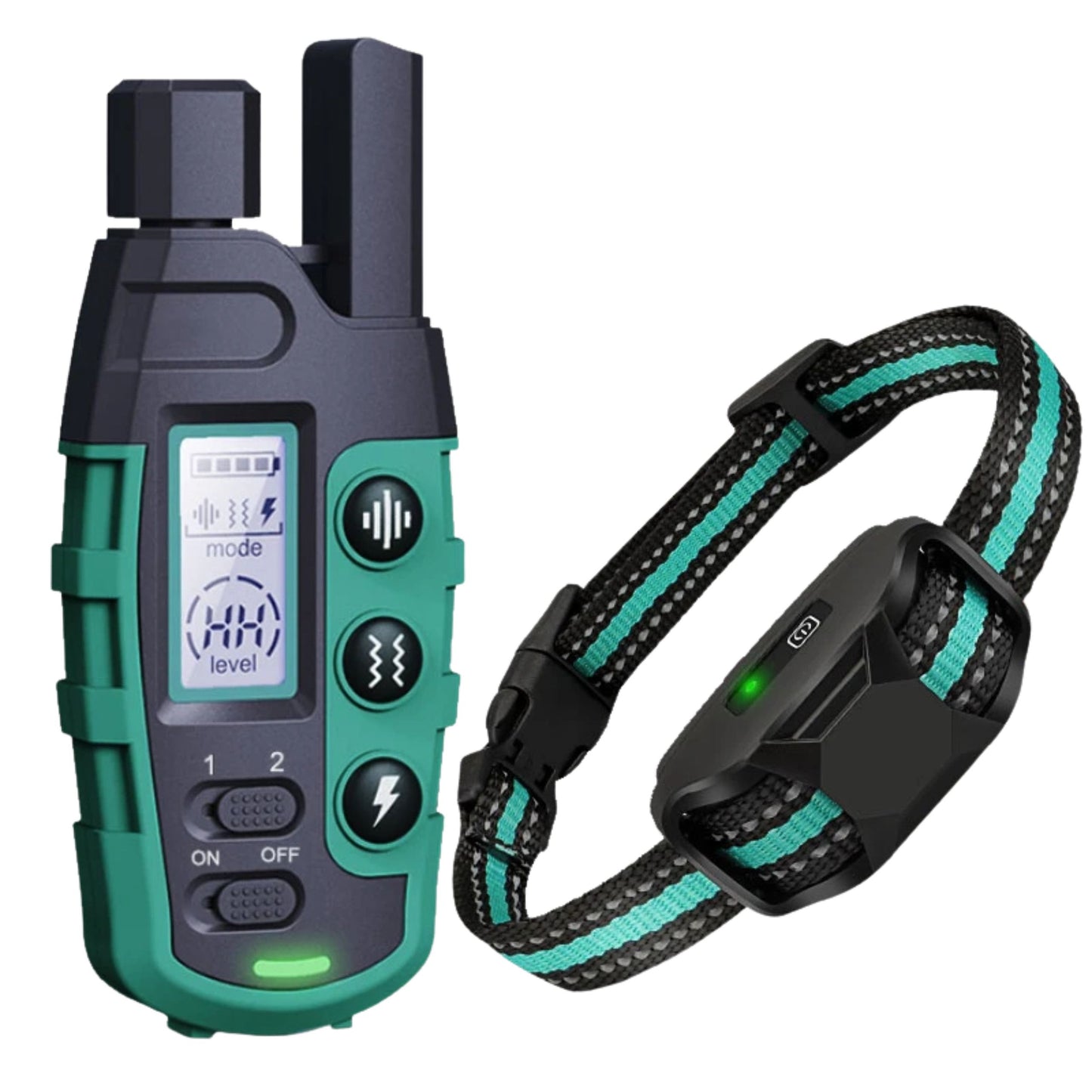 Green TrendyPet's Zone dog training shock collar with remote, waterproof and rechargeable, for small to large dogs 5-120 lbs.