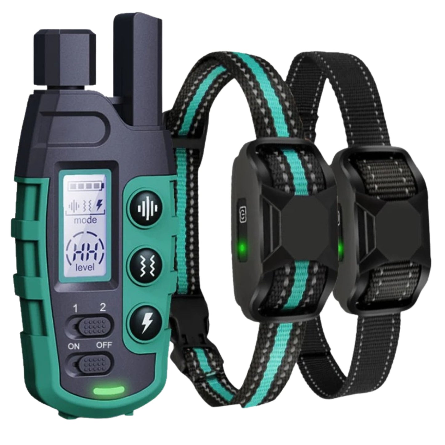 Green TrendyPet's Zone dog training shock collar with remote, waterproof, rechargeable, suitable for small to large dogs 5-120 lbs.