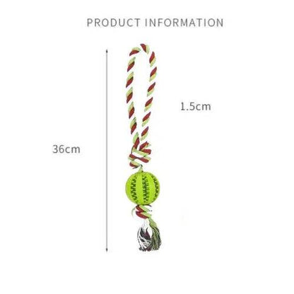 Green Ball Burgundy & White Hemp Rope Toys Treat Interactive Rubber Leaking Balls for Small Dogs Chewing Bite Resistant Pet Tooth Cleaning - TrendyPet's Zone