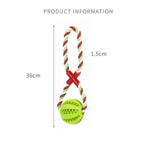 Green Ball White & Burgundy Hemp Rope Toys Treat Interactive Rubber Leaking Balls for Small Dogs Chewing Bite Resistant Pet Tooth Cleaning - TrendyPet's Zone