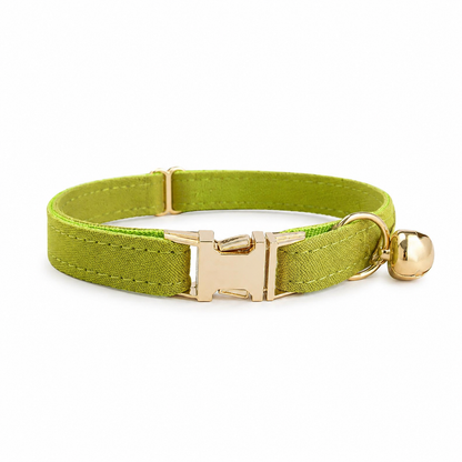 Green TrendyPet's Zone personalized dog collar with bell and ID tag for small dogs, featuring engraved nameplate and adjustable fit.