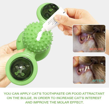 Green Cat Toy Turntable Built-in Rotating LED Lights  Suction Cup Base - TrendyPet's Zone