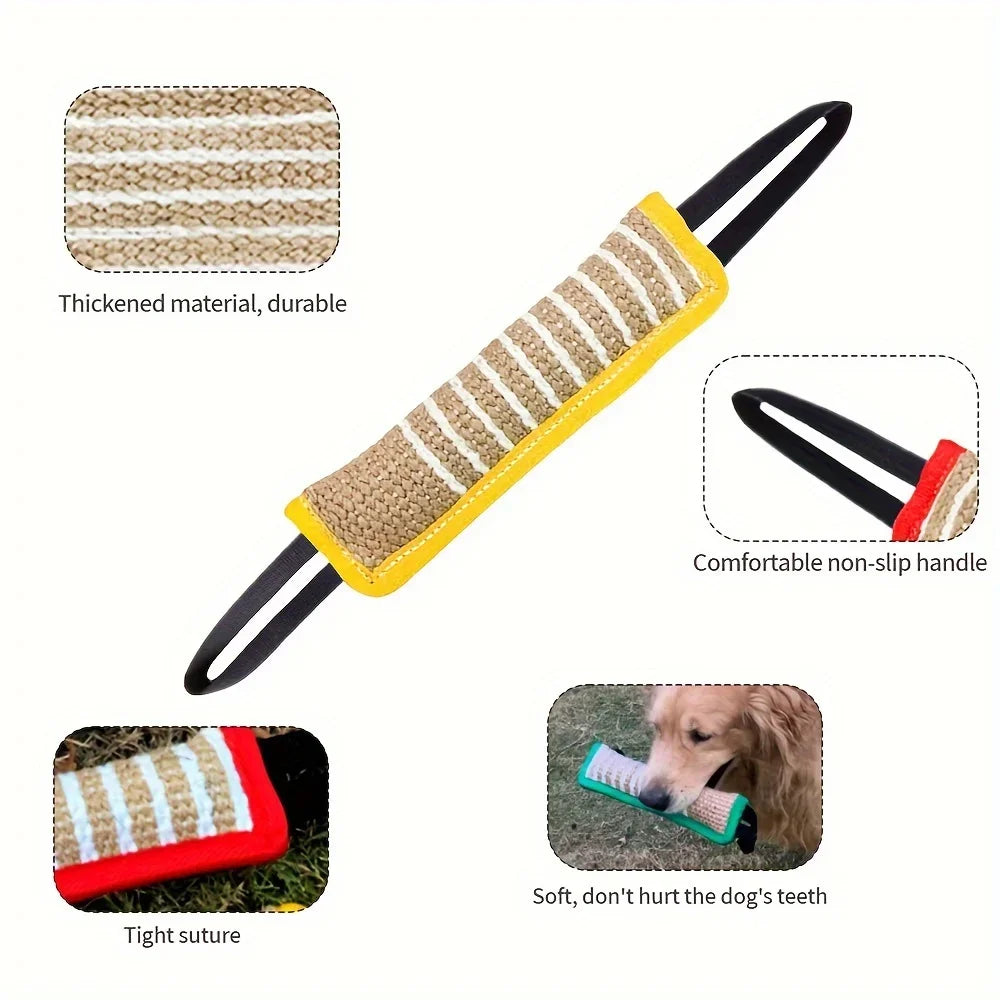 Yellow dog bite tug toy from TrendyPet's Zone designed for dental health and teething relief, made of durable material.