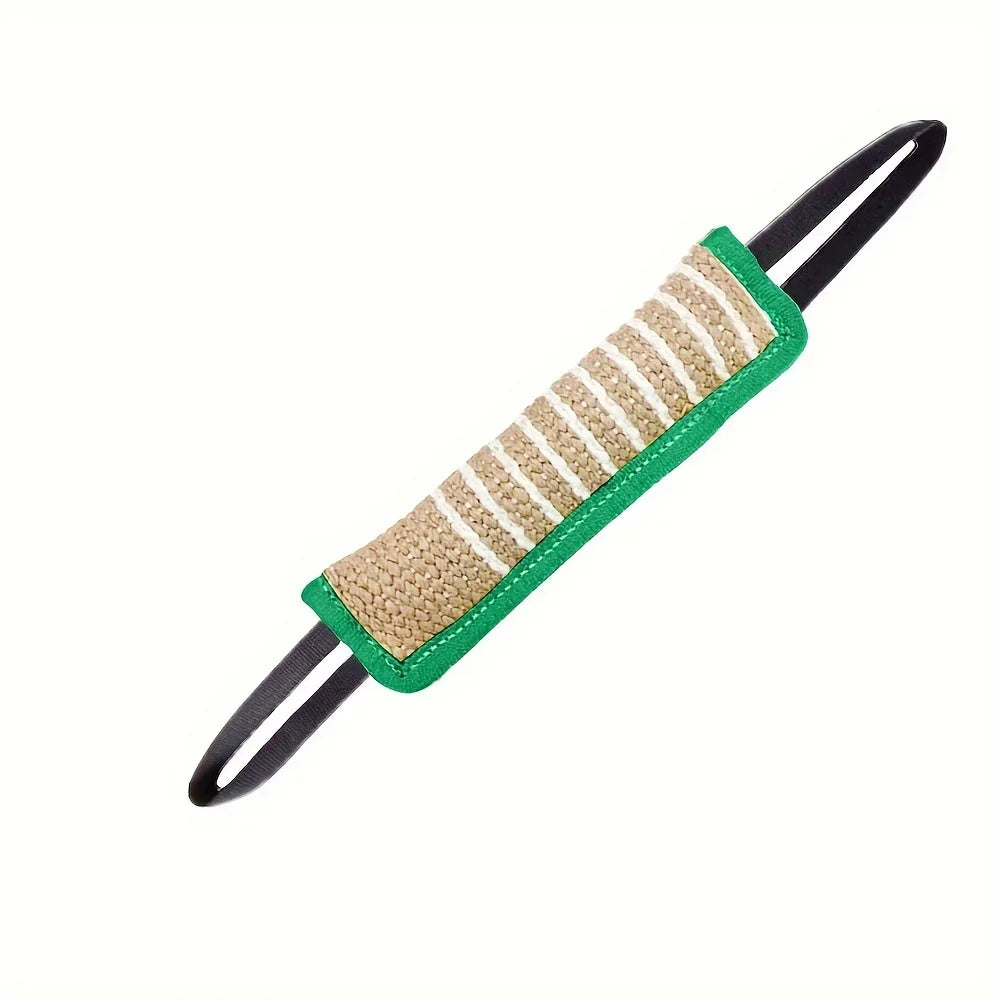 Green dog bite tug toy from TrendyPet's Zone designed for dental health, teething relief, and interactive play.