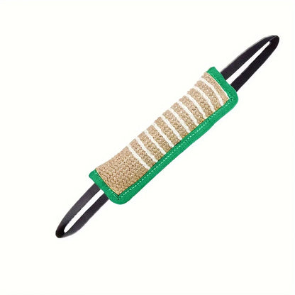 Green dog bite tug toy from TrendyPet's Zone designed for dental health, teething relief, and interactive play.
