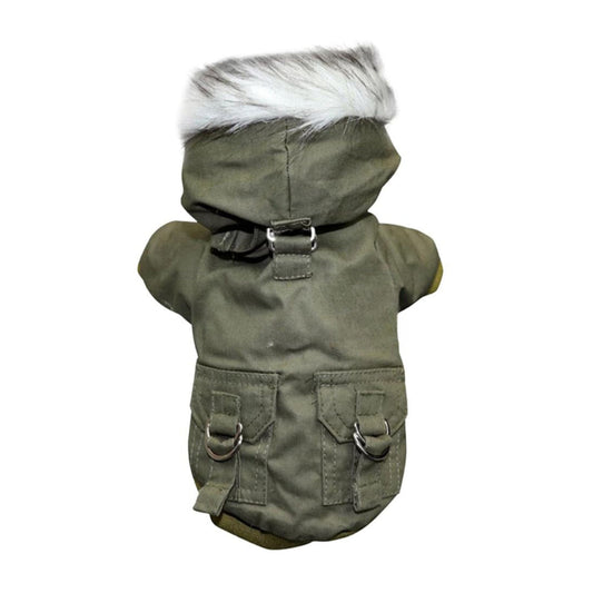 Green Dog Pet Winter Thickened Hiking Coat Hooded Soft And Comfortable Puppy Coat Jacket Outdoor Sports Pet Clothing - TrendyPet's Zone